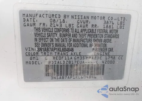 2019 Nissan Sentra Sv from USA, damaged, VIN 3N1AB7AP1KL604846